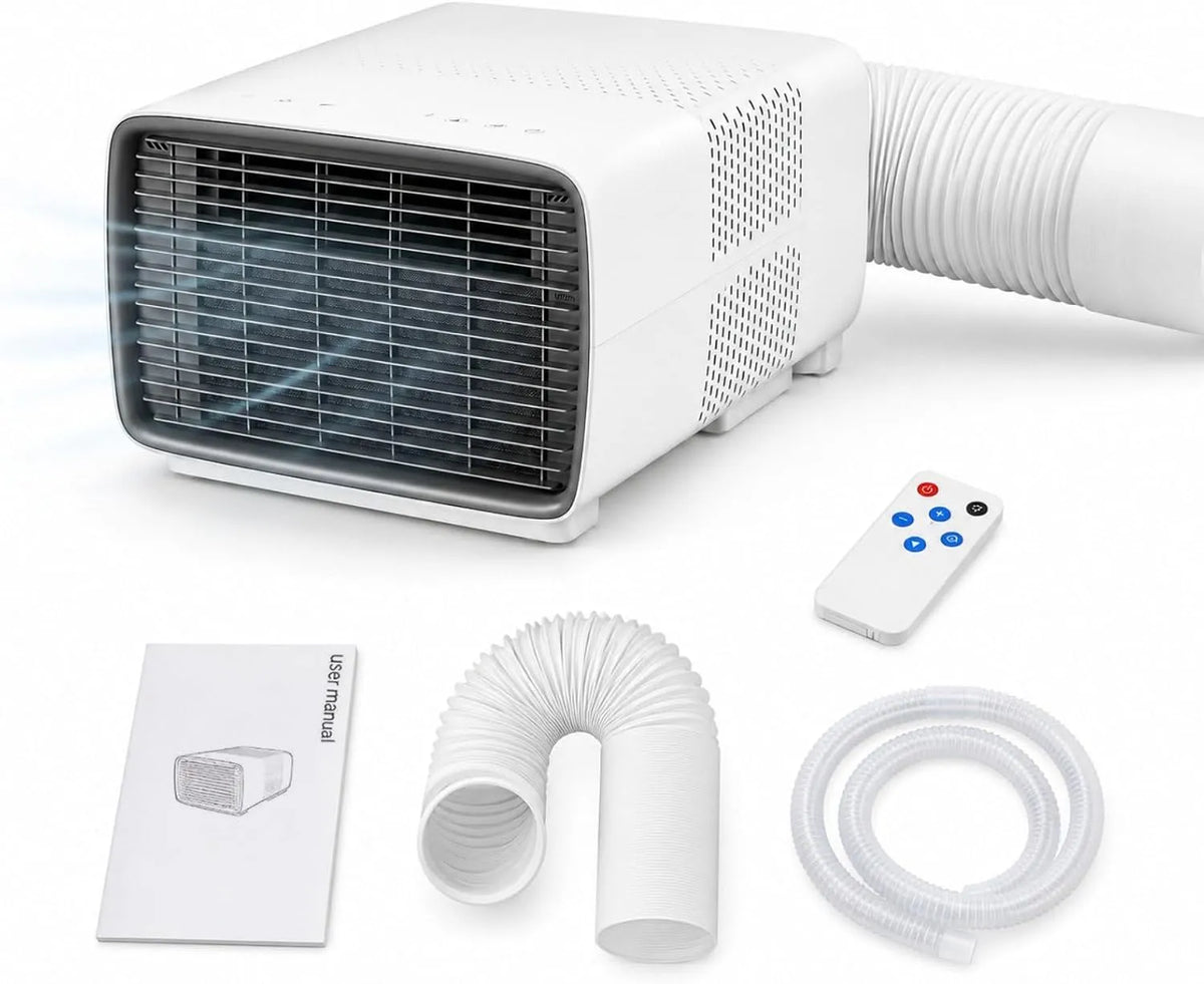 Climatiseur 1-12H, 900/280 W, 45 dB, minuteur, silencieux, 280W Faible Consommation, 900W de Refroidissement, Télécommande, Climatiseur Mobile pour
