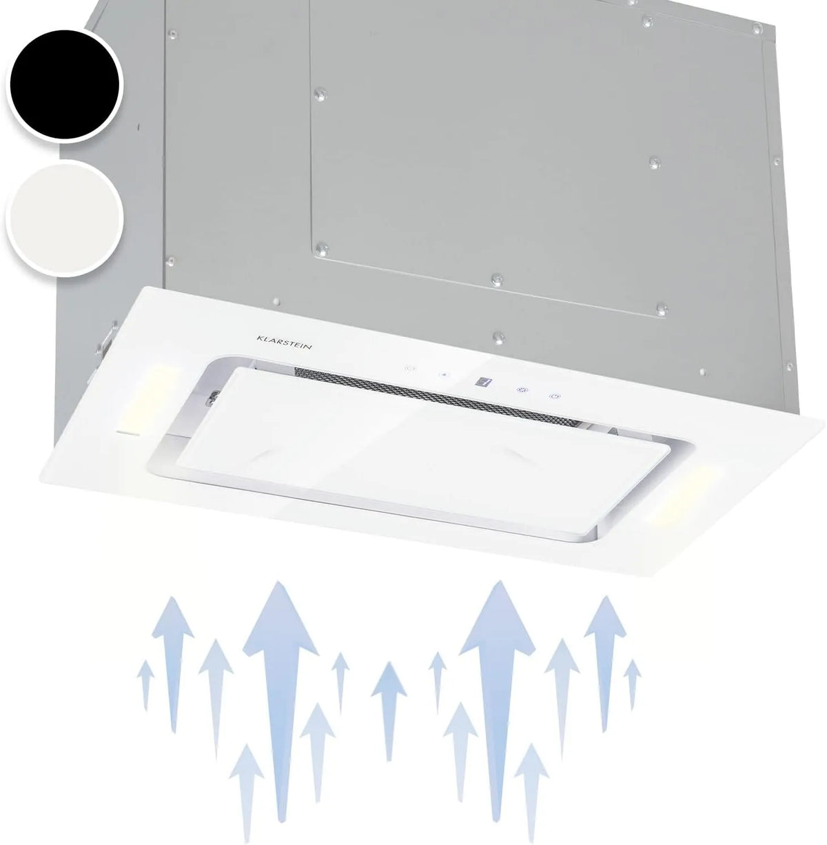 Klarstein Hotte aspirante, 52 cm, 190 W, 530 m3/h, hotte de cuisine, encastrable, tactile, blanc, 190W