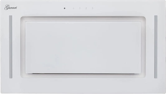 Hotte aspirante, 52 cm, 1000 m3/h, hotte de cuisine, encastrable, 3 niveaux, Gurari 217 WH 52 Pr, télécommande, cadre en verre