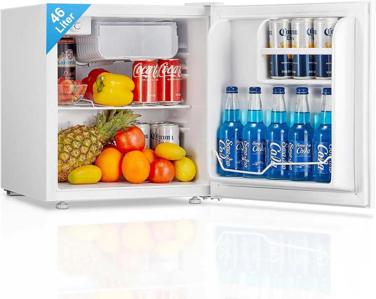 Réfrigérateur, 46 L, thermostat, décoration de salon, silencieux, blanc, Porte Réversible, Faible Consommation d'Énergie, Idéal pour Cuisines
