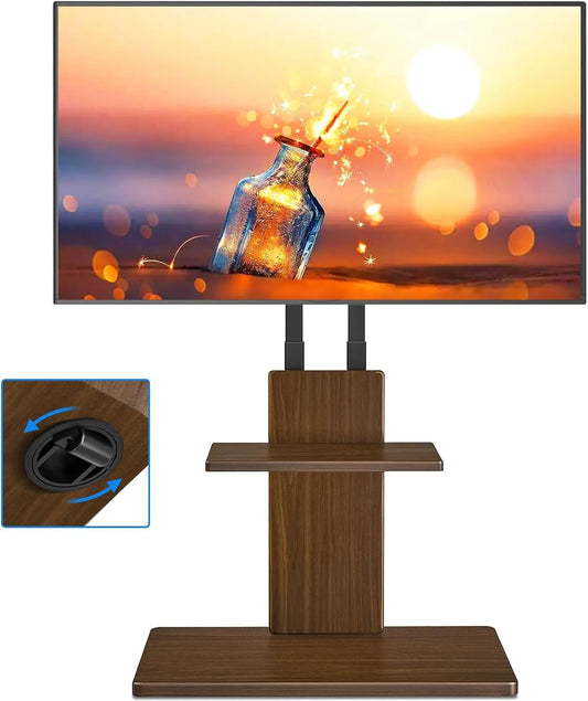 Meuble TV, 70 pouces, 400x400mm, roulettes de déplacement, Support TV sur Pied, hauteur pivot réglable, étagère bois ajustable, gain place