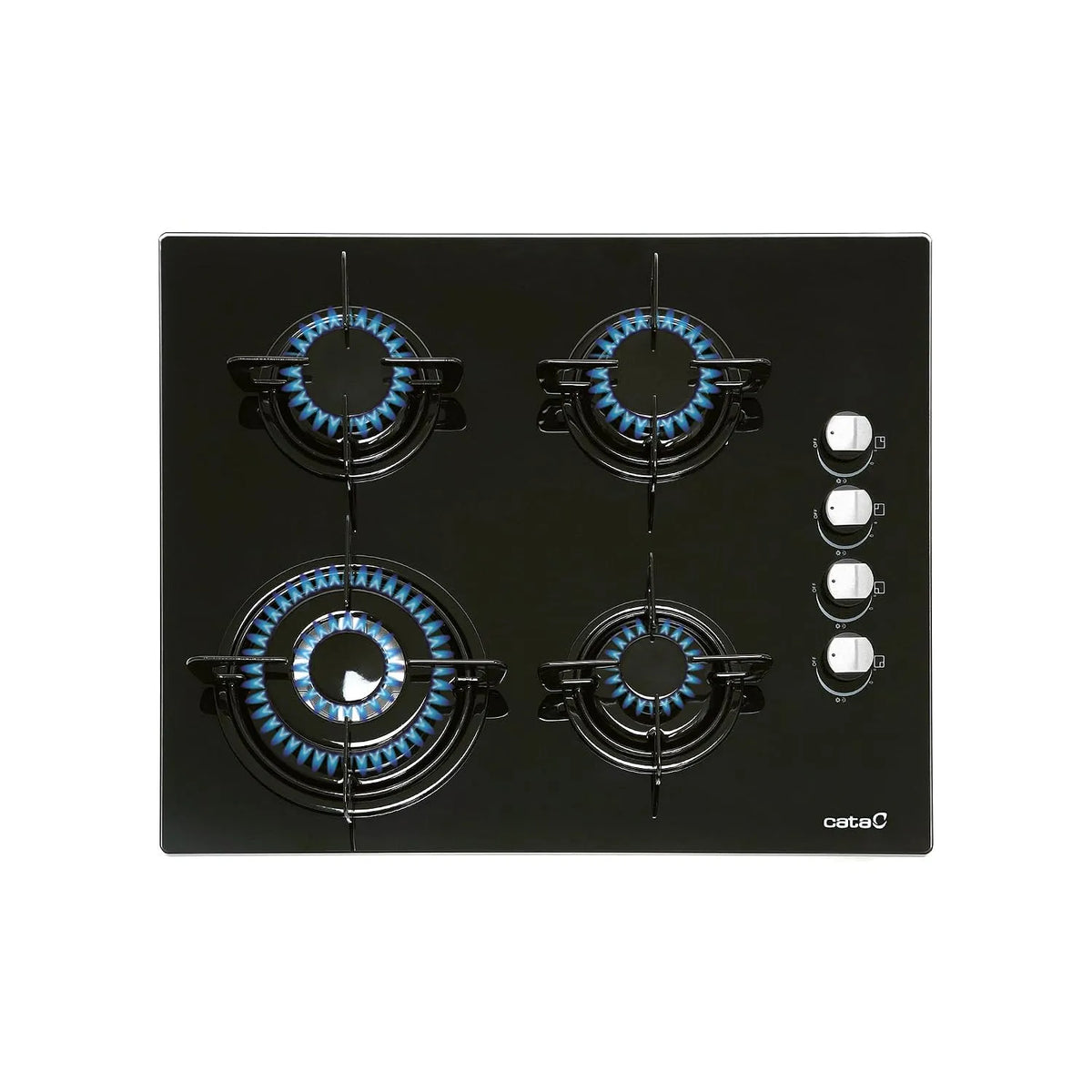 Cata Cuisinière avec four, 59 cm, CATA CIB 6031 BK Plaque de cuisson au gaz 4 brûleurs 1 triple couronne Pour cuisinière à gaz naturel Largeur 59 cm