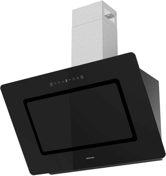 Cecotec Bolero Flux DT Hotte aspirante, 90 cm, 210 W, 800 m3/h, hotte de cuisine, Boost, tactile, noir, moteur 210 W, 3 puissances, verre noir