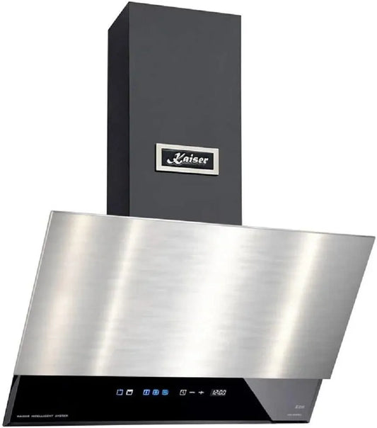 Hotte aspirante, 60 cm, 1250 m3/h, hotte de cuisine, installation murale, acier inoxydable, noir, hotte sans tête, verre, avec kit de recirculation